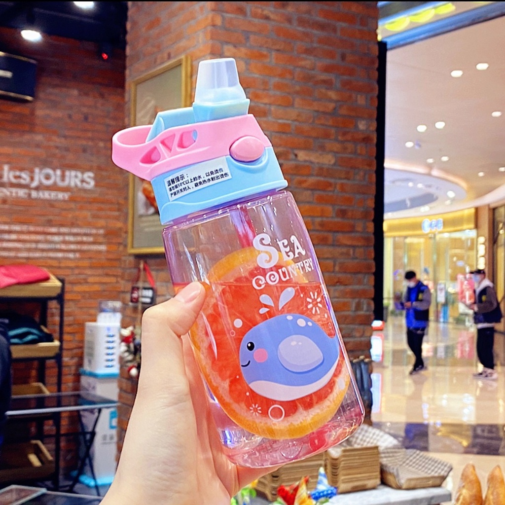 Bình nước cho bé đi học đi chơi 480ml chất liệu nhựa PP an toàn cho bé PK101