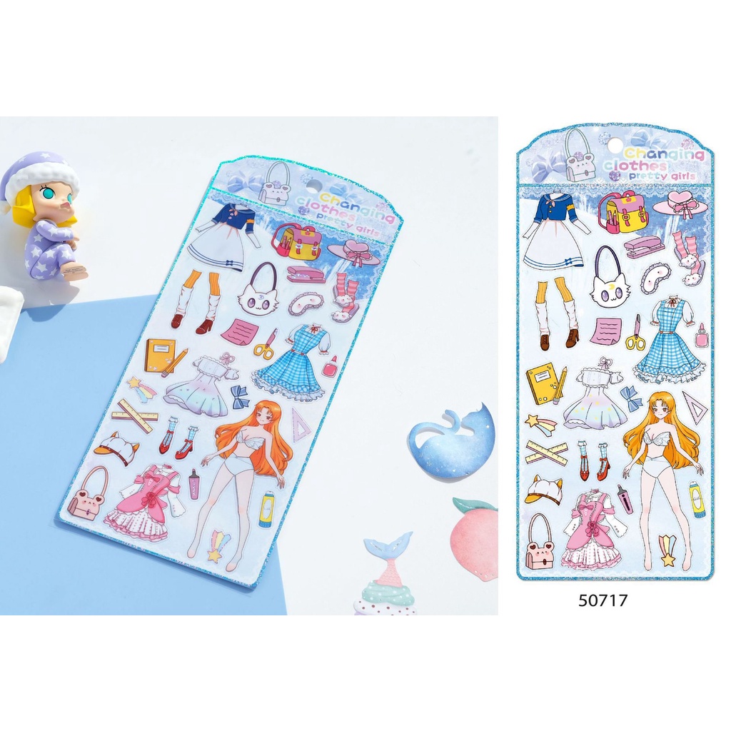 Peach 1Pcs NEKONI Girl change drag party sticker Journal Scrapbook Decor Sticker