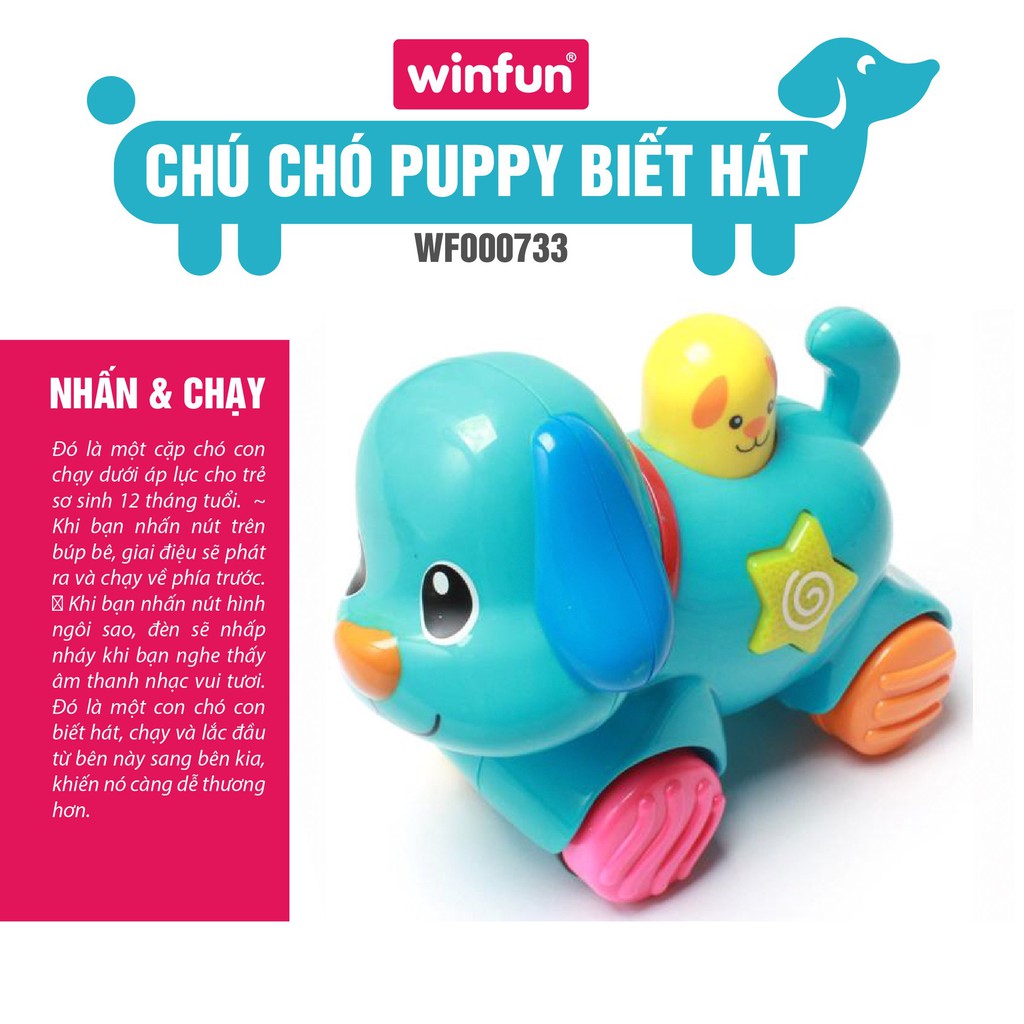 Đồ chơi chú chó Puppy chạy tự động có tiếng sủa, nhạc vui nhộn Winfun 0733 kích thích trí não phát triển