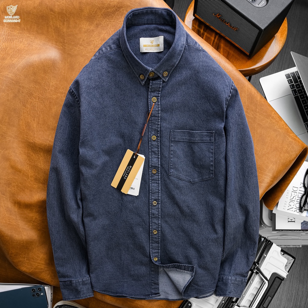 Áo sơmi Denim Musland Xám Navy chất denim shop bán làm bao khách hàng mê mẫn ❤️ ❤️ SMML1i ❤️