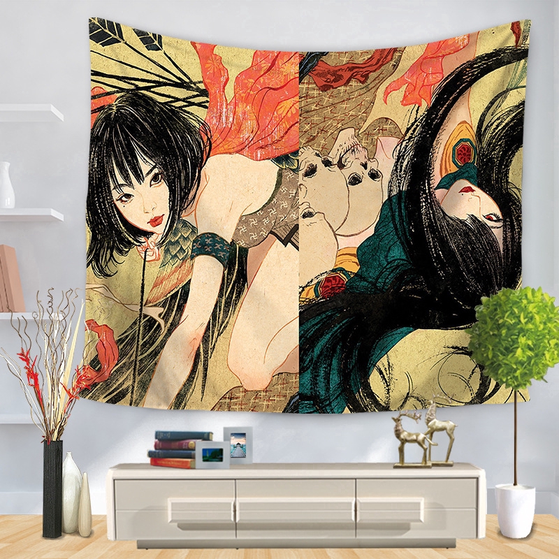 Thảm treo tường bằng vải hình cô gái gợi cảm trang trí nhà