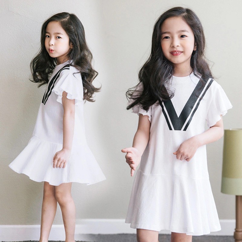 Đầm cotton dệt kim đuôi cá xinh xắn cho bé gái