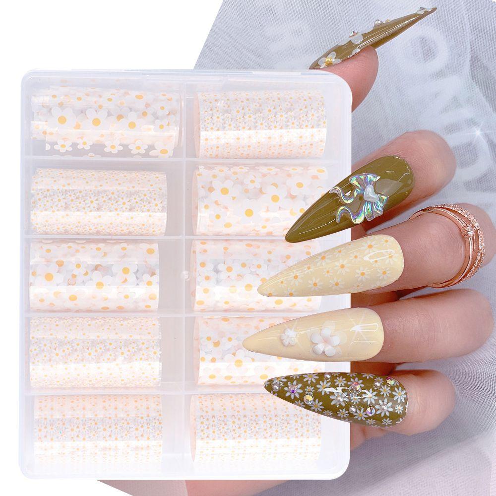 [Hàng mới về] Giấy decal chuyển họa tiết hoa trang trí móng tay 3D sáng bóng trong suốt DIY