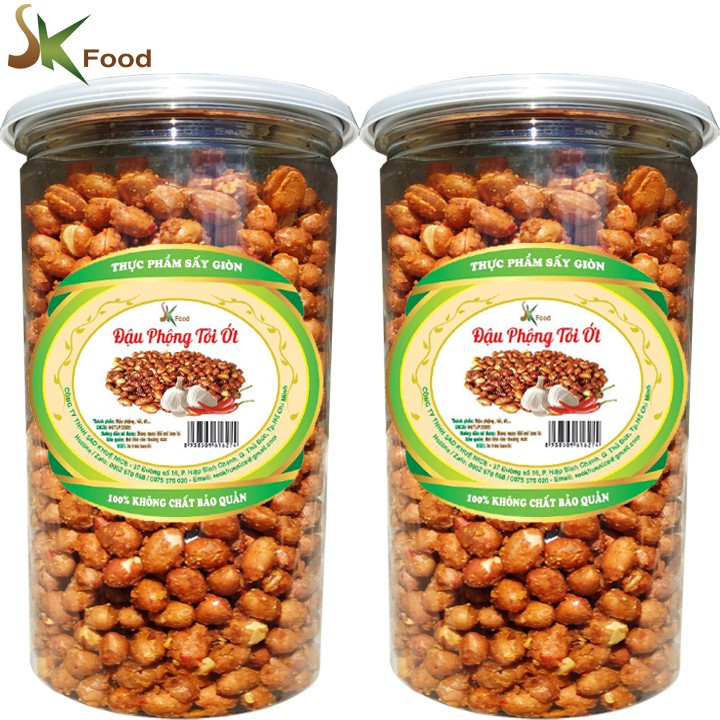 1KG ĐẬU PHỘNG TỎI ỚT LOẠI NGON HIỆU SK FOOD HŨ PET