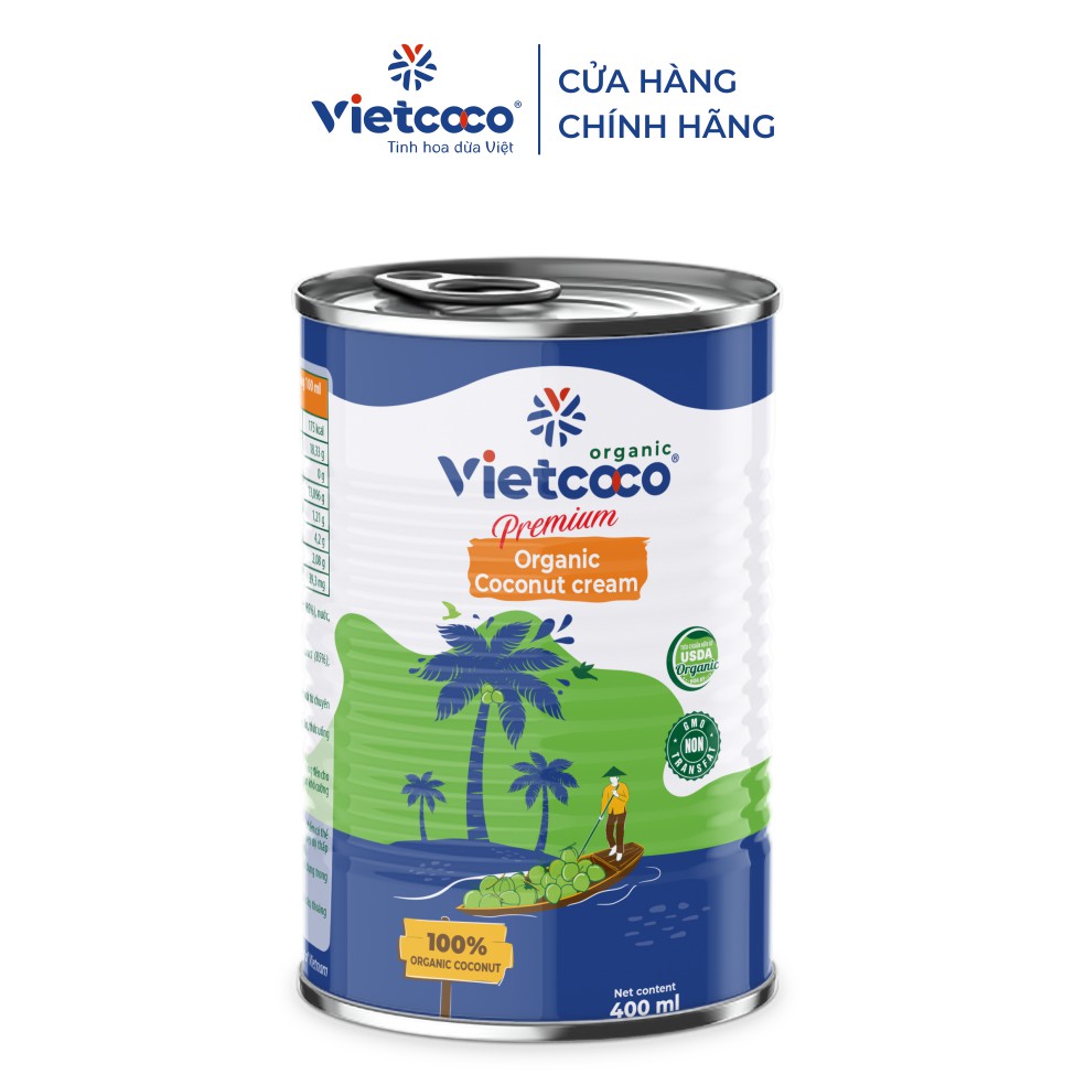 Nước cốt dừa tươi Organic Vietcoco - lon 400ml