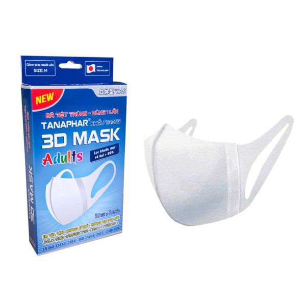 Khẩu trang 3D Mask tiệt trùng kháng khuẩn Dược Tân Á - Tanaphar dành cho cả trẻ em và người lớn