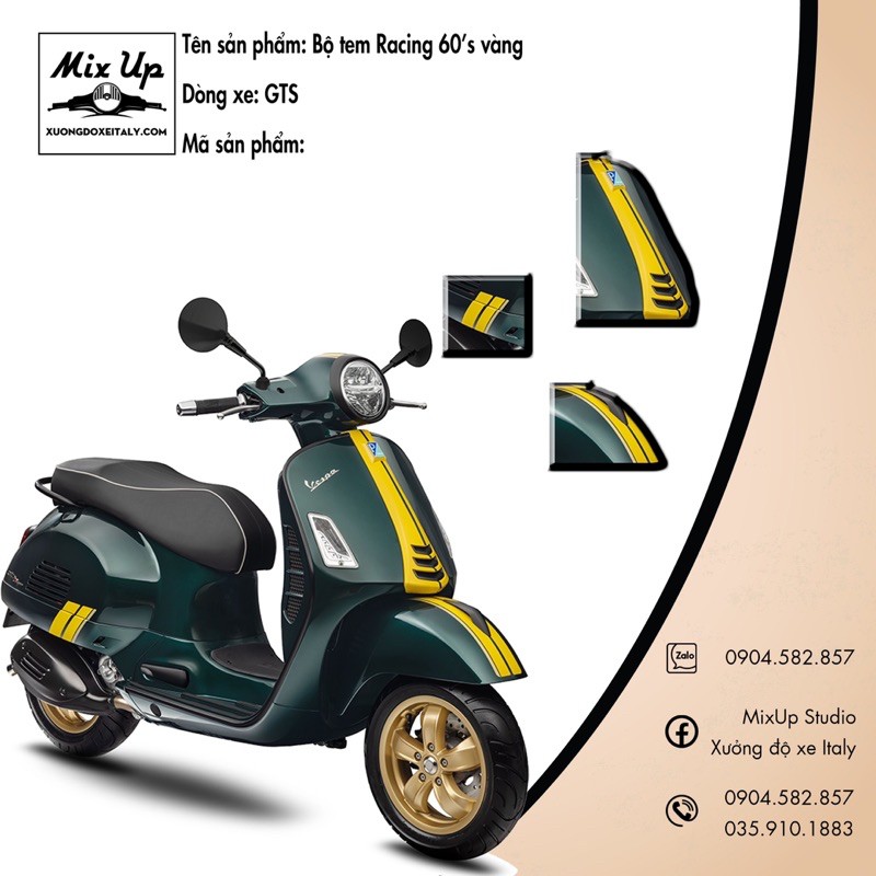 BỘ TEM RACING SIXTIES - Vespa Gts / Sprint