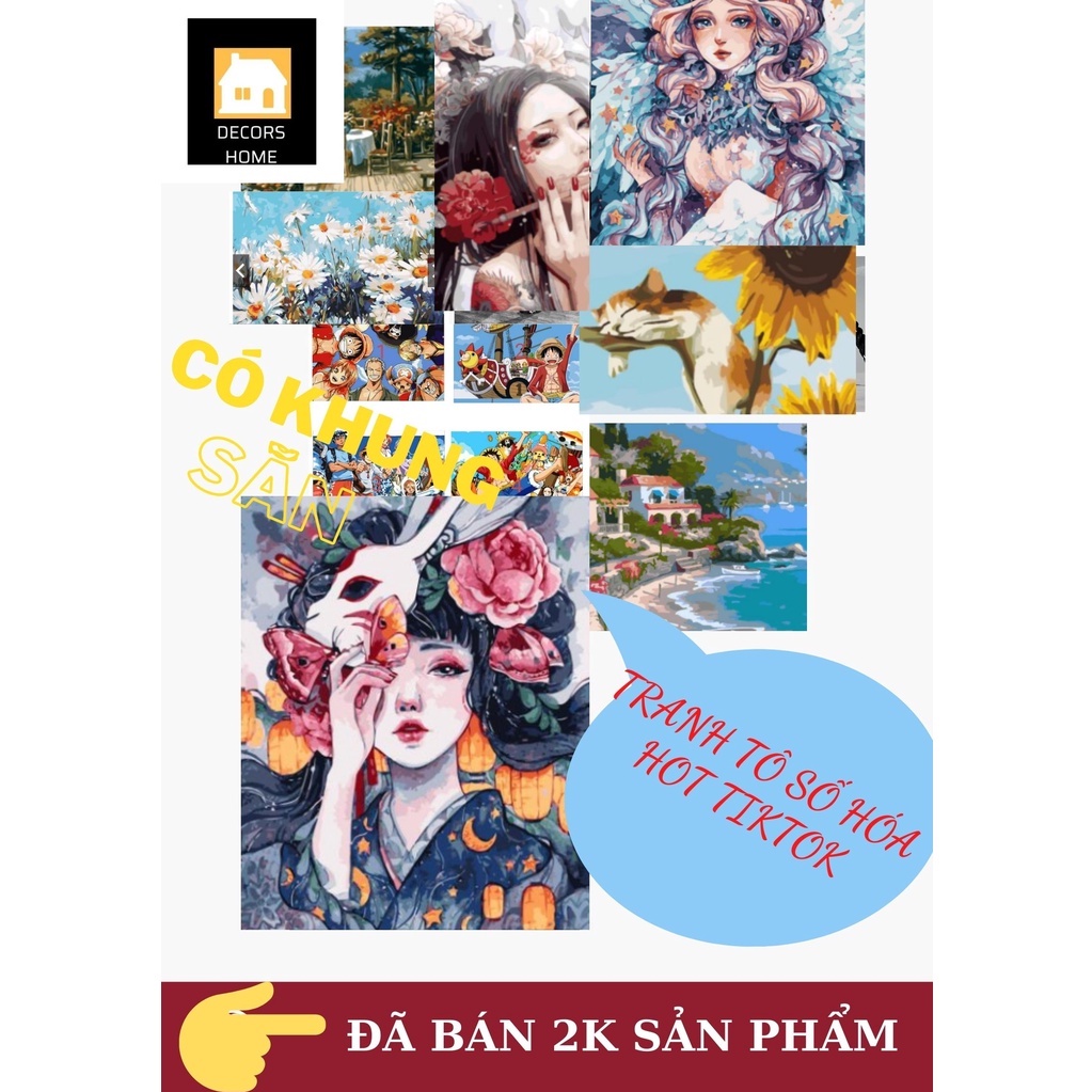 [CÓ KHUNG SẴN] Tranh vải canvas sơn dầu số hóa cao cấp có khung kích thước (40x50cm)