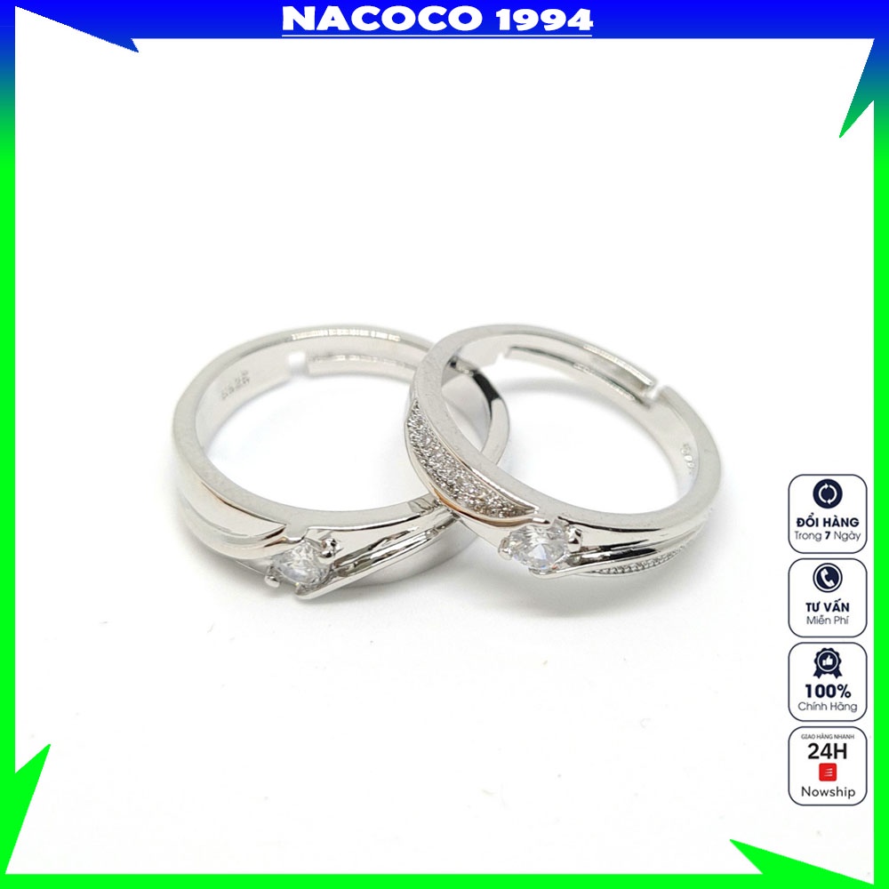 Nhẫn cặp đôi nam nữ NACOCO NB02, nhẫn đôi thiết kế hở dễ dàng điều chỉnh kích cỡ, nhẫn nam nữ tình yêu bạn thân