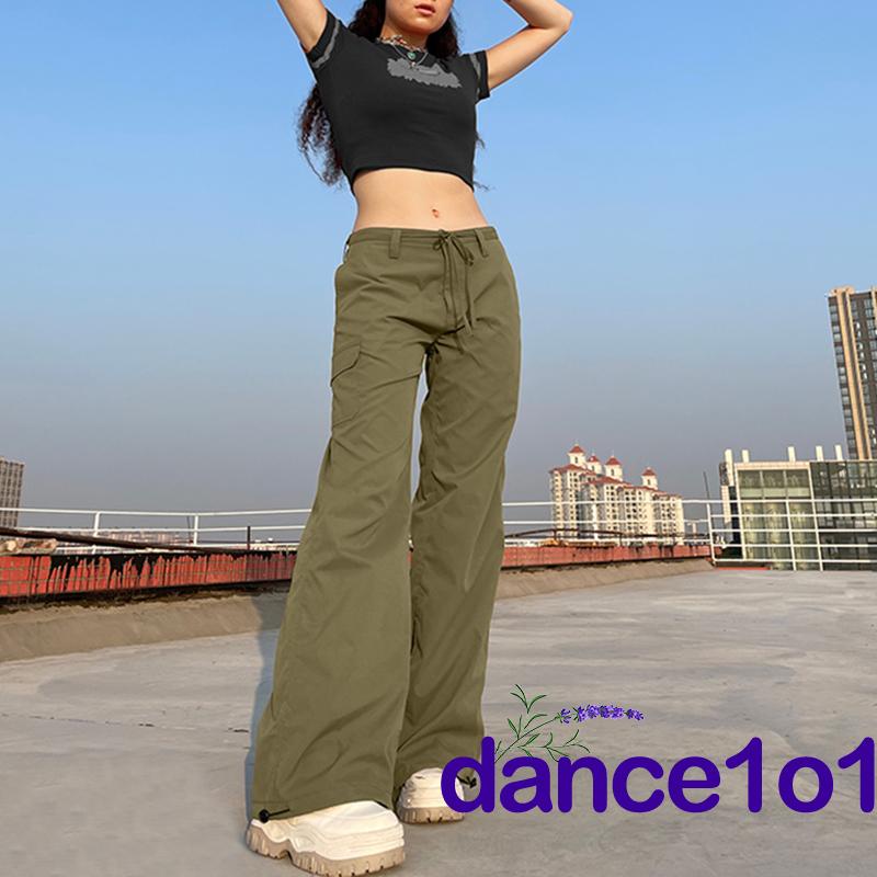 ◐Aq♧Quần Ống Rộng Màu Trơn Cài Nút Có Túi Dành Cho Nữ