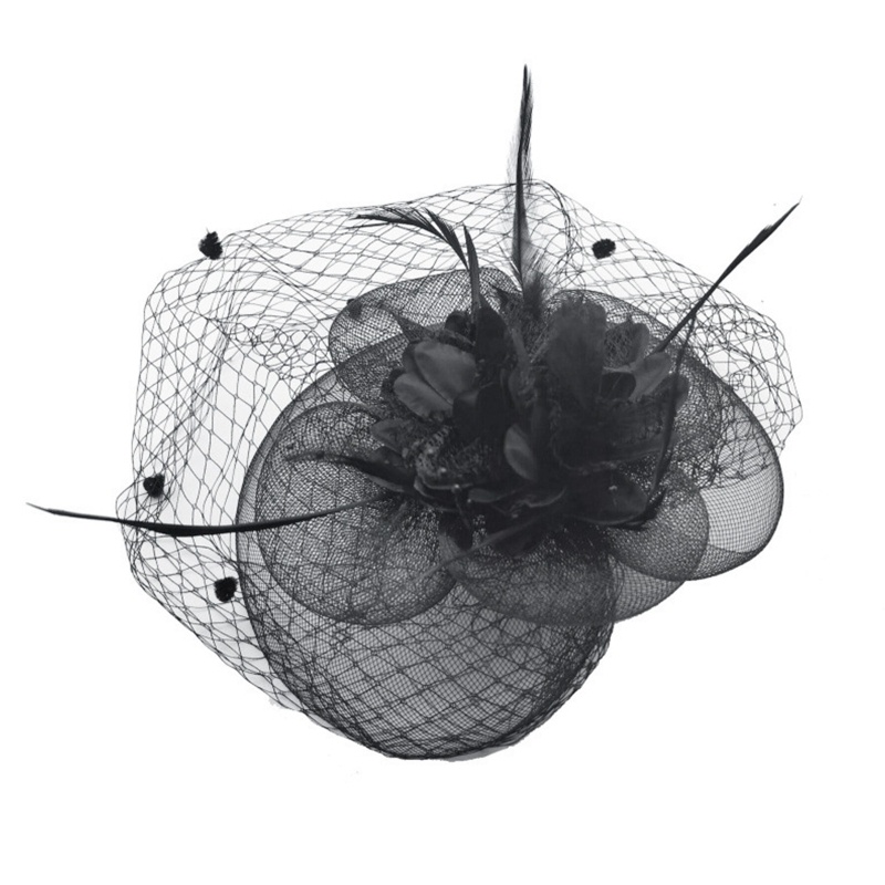 Băng Đô Cài Tóc Phối Lưới Lông Vũ Phong Cách Trung Cổ Tinh Tế Cho Nữ