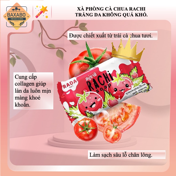 XÀ PHÒNG DƯỠNG TRẮNG DA CÀ CHUA RACHI 70GR - NỘI ĐẠI THÁI LAN
