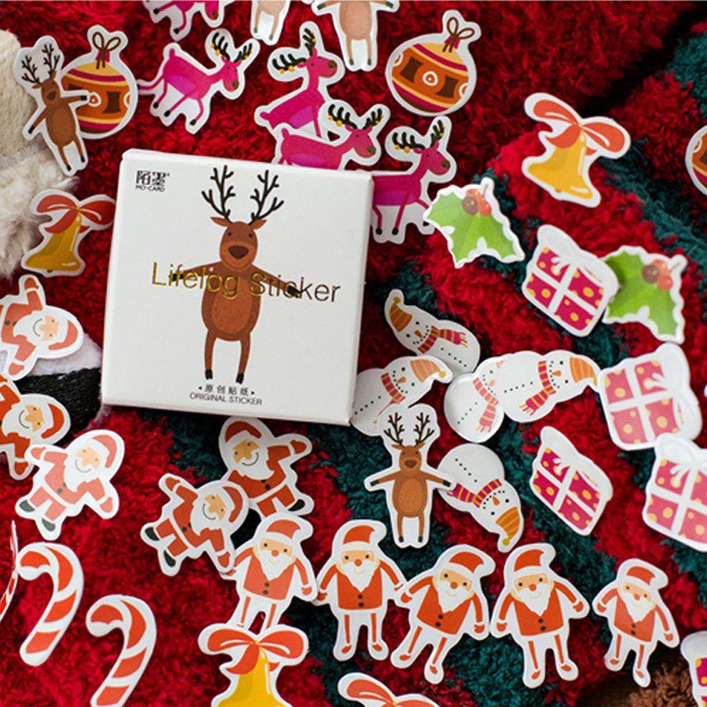 JONYE Hộp 50 Sticker Dán Trang Trí Sổ Tay Nhật Ký Chủ Đề Giáng Sinh