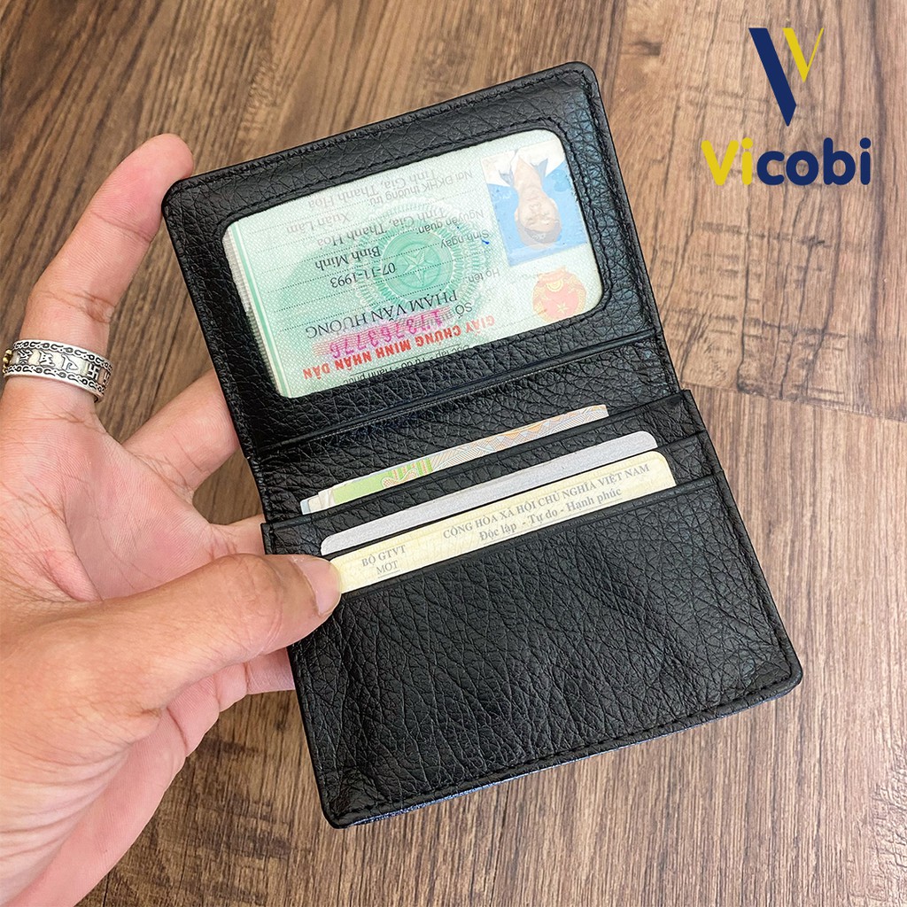 Ví mini cầm tay Da Bò Vicobi M1, Bóp nhỏ gọn bỏ túi đựng thẻ Card ATM, CMND, GPLX và bằng lái mới, Made in VietNam