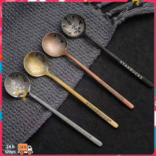 Chất Liệu Cao Cấp Thép Không Gỉ 304 Thìa Cà Phê Độc Đáo Starbucks Doraemon Logo Kim Loại Vintage Thìa Tráng Miệng