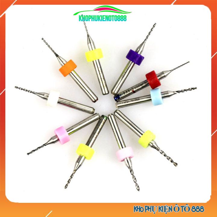 Bộ 10 mũi khoan CNC độ chính xác cao đường kính tùy chọn từ 0.3-3.0mm