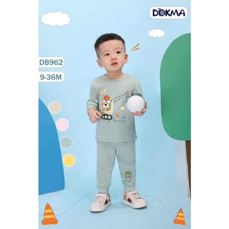 Bộ dài tay cài vai bé trai bé gái Dokma, chất cotton hữu cơ mềm mại, thoát khí