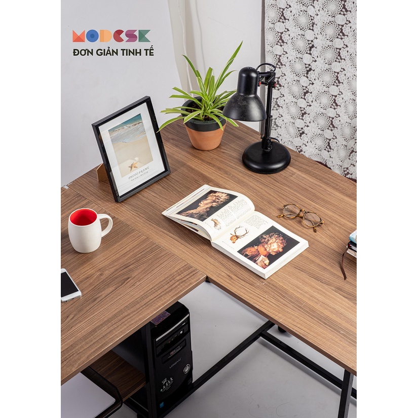 Bàn Làm Việc MODESK Nối Dài Chữ L khung sắt sơn tĩnh điện Chịu Lực Tốt Nội Thất Phòng Khách Làm việc