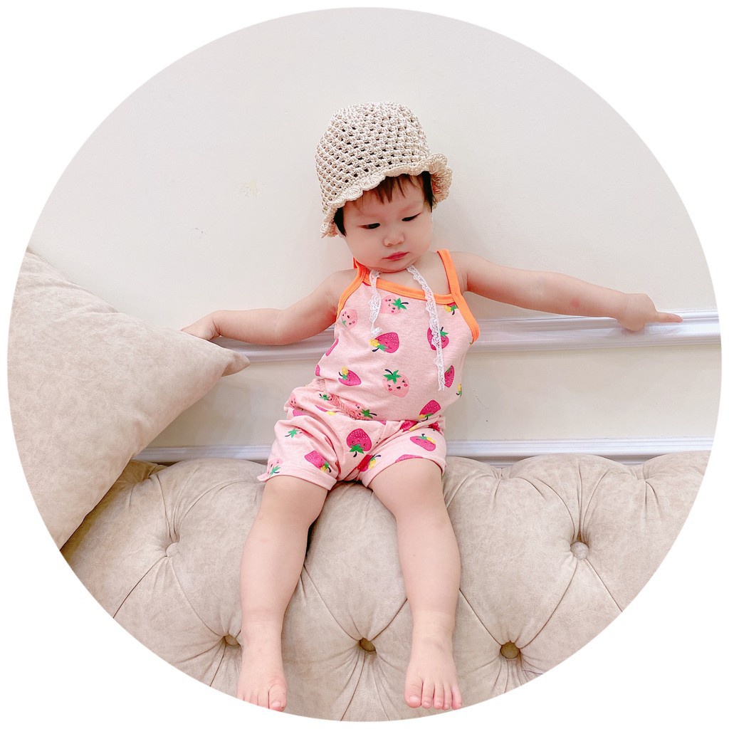 [Xả Hàng Hè] [HD03] Bộ 2 Dây Họa Tiết Hoa Quả Cho Bé Dáng Xinh Xắn Chất COTTON Nhẹ Size Từ 10-24KG XÔ MUSLIN