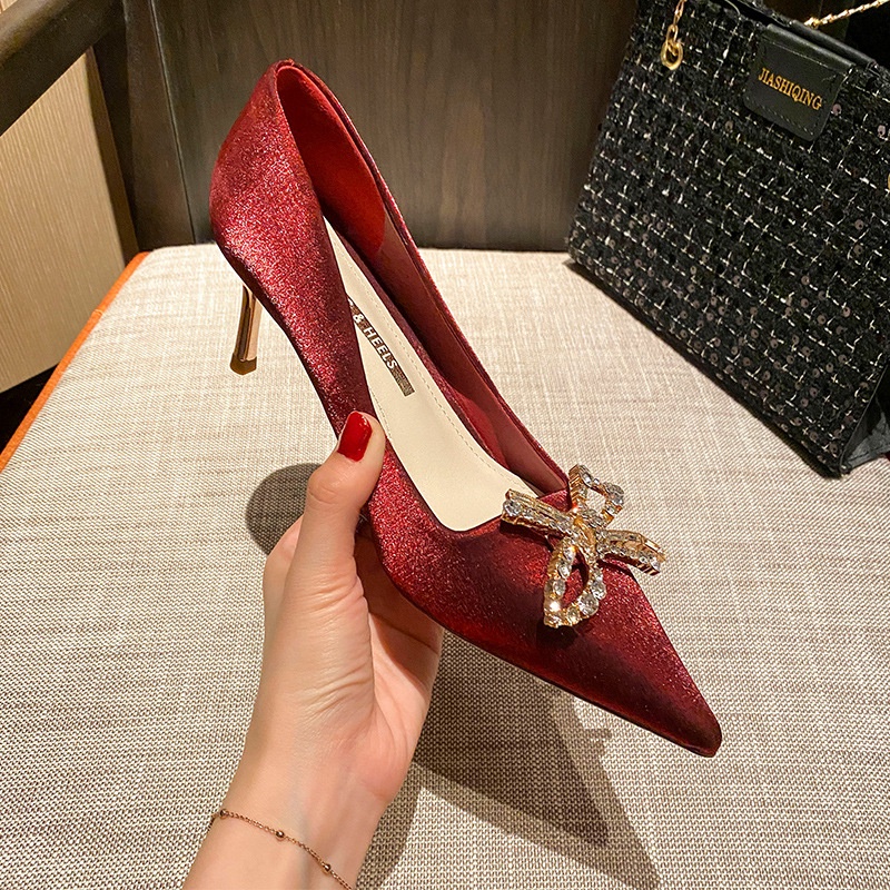 Giày Cao Gót 8cm Mũi Nhọn Miệng Nông Cỡ Lớn Thời Trang Gợi Cảm Cho Nữ