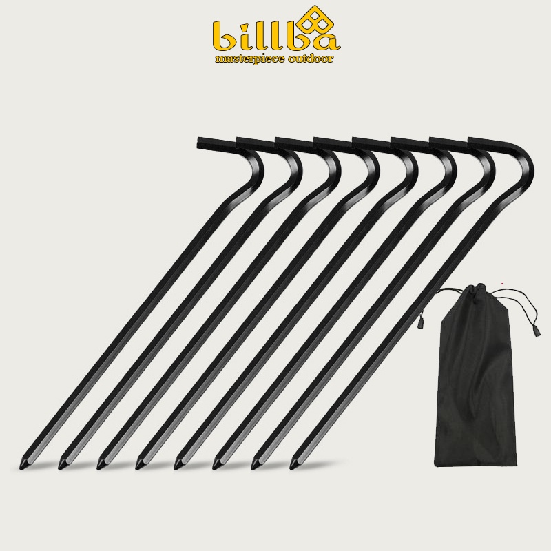 Combo 10 cọc ghim dựng lều dã ngoại dạng tròn 18cm - Cọc ghim dựng Tarp, mái tăng kèm túi đựng - Billba Outdoor