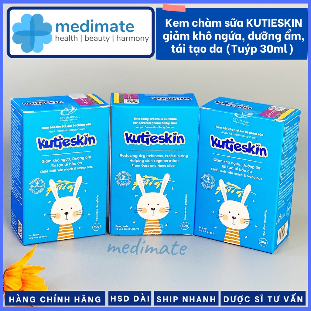 Kem bôi chàm sữa KUTIESKIN cho bé giảm khô ngứa, dưỡng ẩm, tái tạo da (Tuýp 30g)