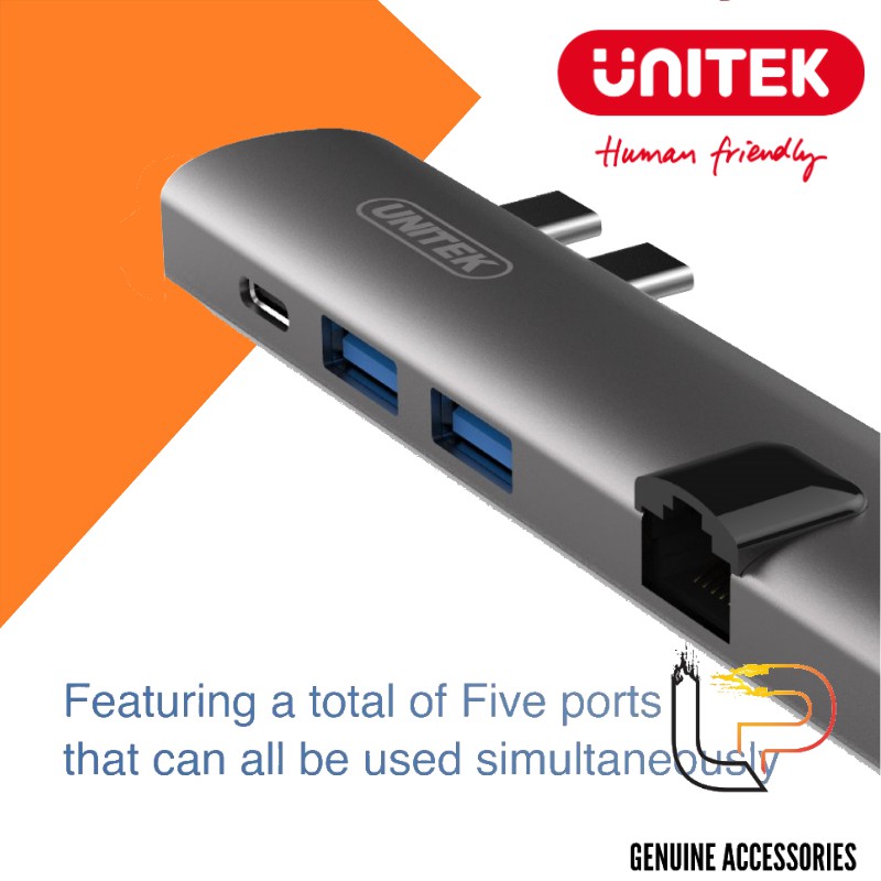 Bộ chuyển USB type-C sang HDMI +LAN + USB Unitek D008A