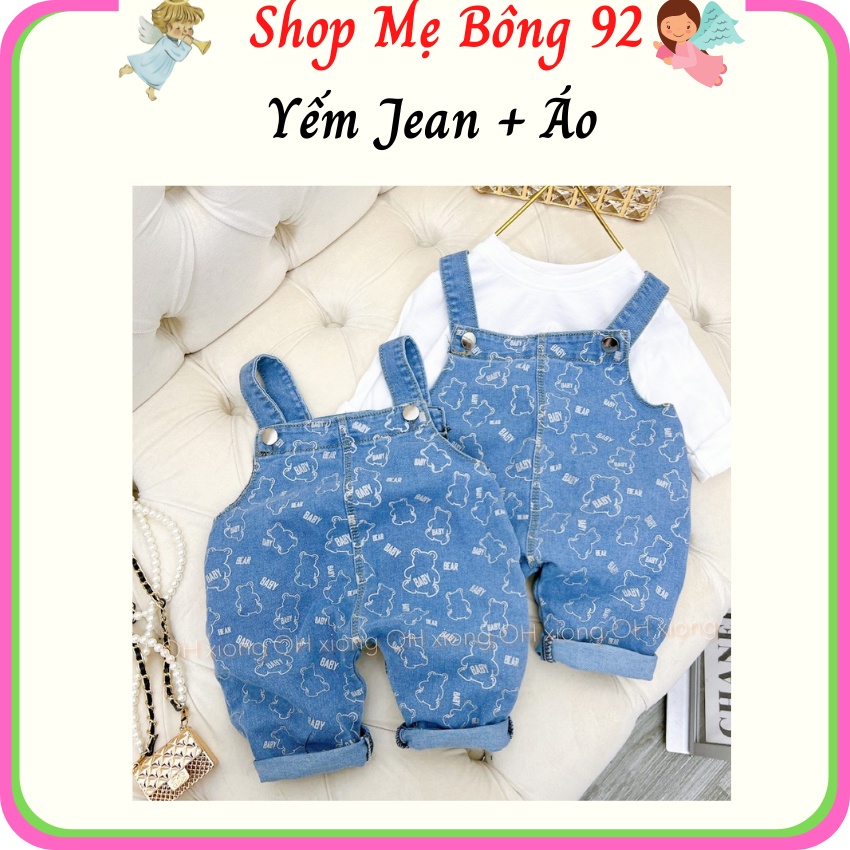 Sét Yếm Jean Bò Kèm Áo Cotton Dài Tay Diện Tết Bé Trai Bé Gái In Hình 7-14kg BC2351 – Shop Mẹ Bông 92