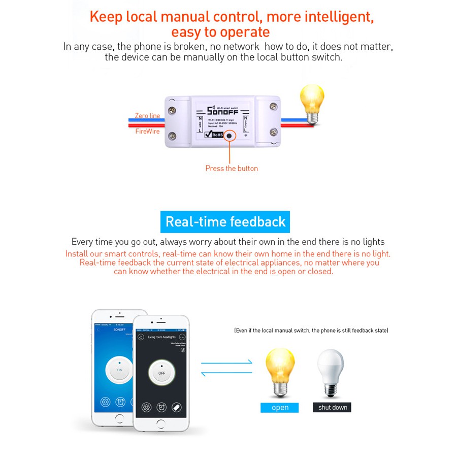 Sonoff Basic R2 Smart Switch Modifications Wireless Remote Wifi Switch alexa Voice Control