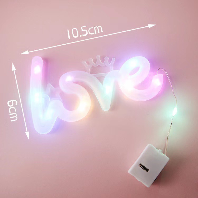 Đèn LED Trang Trí Hình Chữ LOVE Chớp Nháy TrangTrí Bánh Kem,Bó Hoa, Hộp Quà Sinh Nhật Nhỏ Gọn Đầy Màu Sắc Sunmet