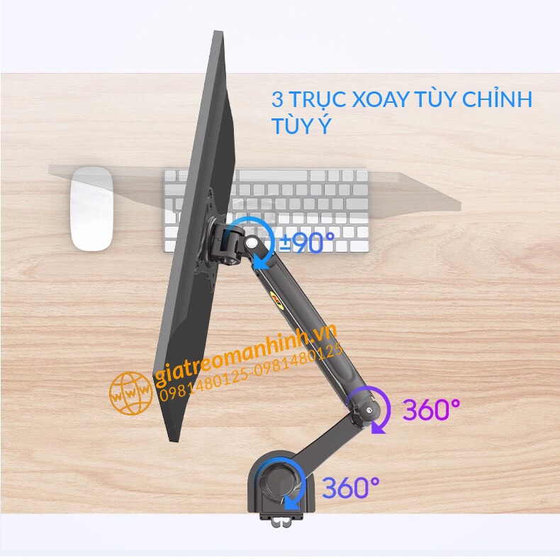 Giá Treo Màn Hình NB-H160 - Xếp 2 Màn 17-27 Inch Trên Dưới - Tải Trọng 9Kg