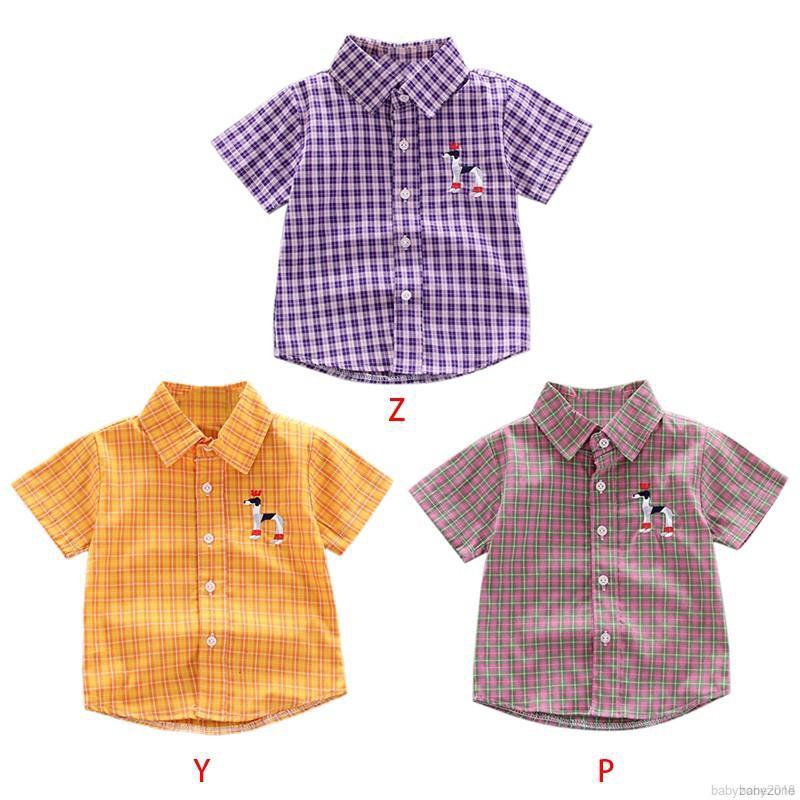 Áo sơ mi ngắn tay kẻ ô cho bé trai
