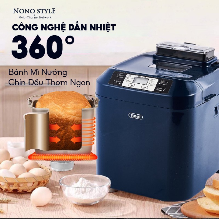 Máy Làm Bánh Mì Tự Động Gevi 12 Chức Năng, Bảo Hành 12 Tháng