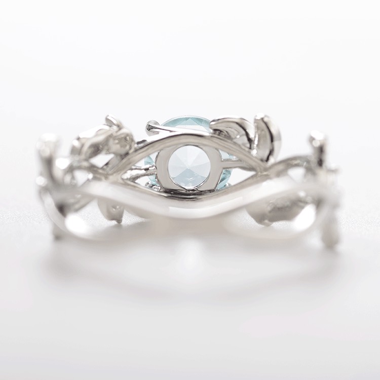Nhẫn bạc nữ Lá oliu mặt đá xanh ngọc