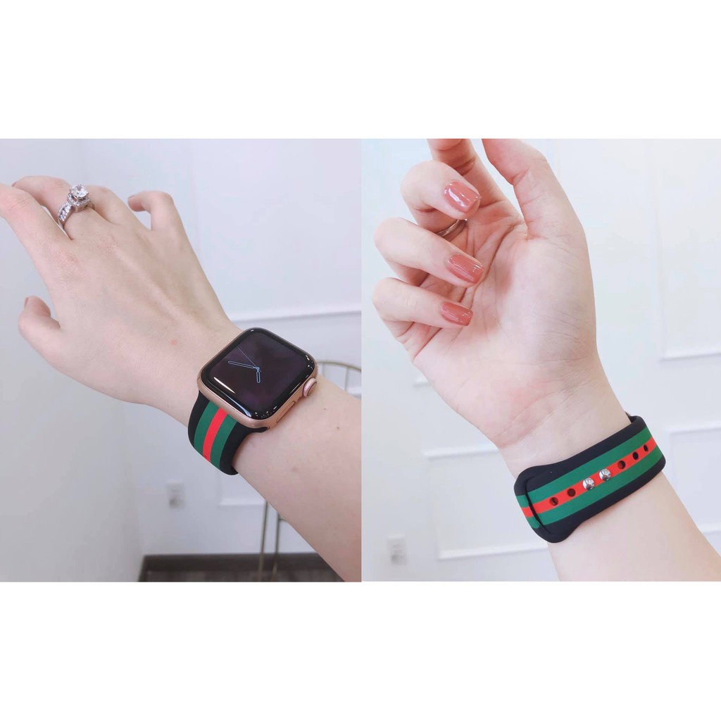 Dây Silicone sọc hoạ tiết cho Apple Watch đủ series siêu hot