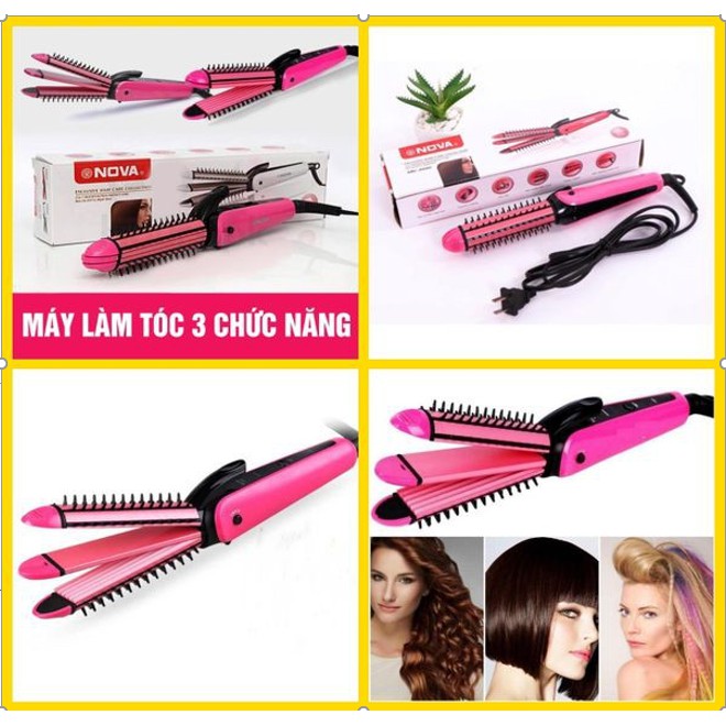 LƯỢC ĐIỆN NOVA 3IN1 Máy Uốn Duỗi Bấm 3in1 Nova 8890
