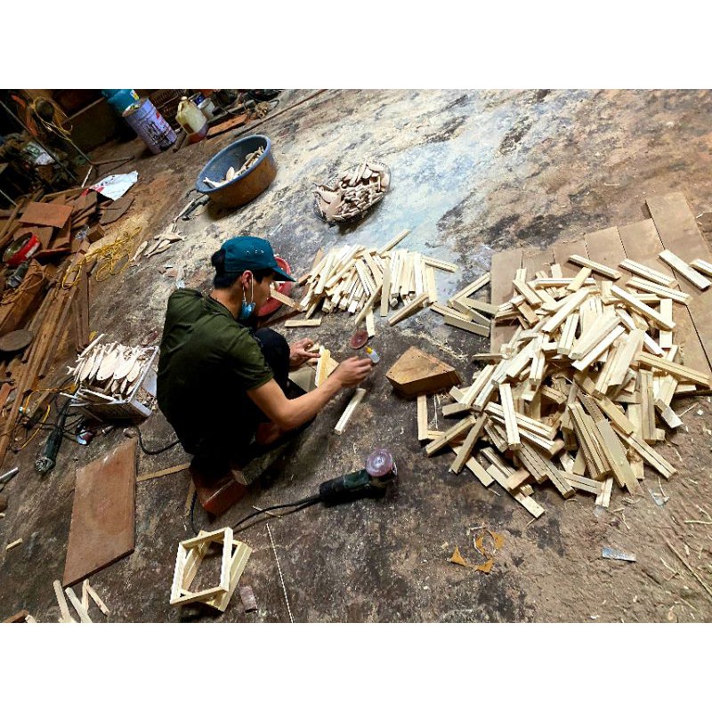 Khung gỗ kính meca hai mặt 20x20cm loại đẹp