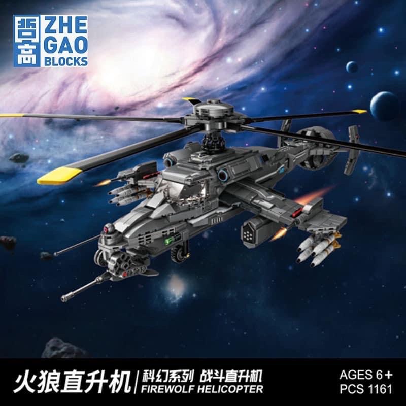 Lego zhegao Firewolf helicopter bộ lắp ráp chiến đấu cơ 1161 chi tiết