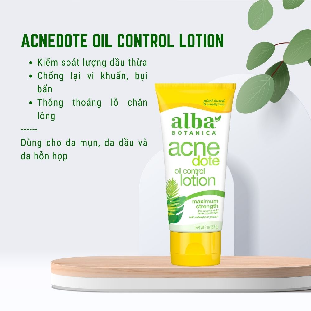 Kem kiểm soát dầu cho da mụn ALBA BOTANICA ACNEDOTE OIL CONTROL LOTION