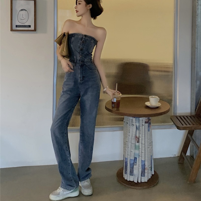 Quần bò liền áo quây chun