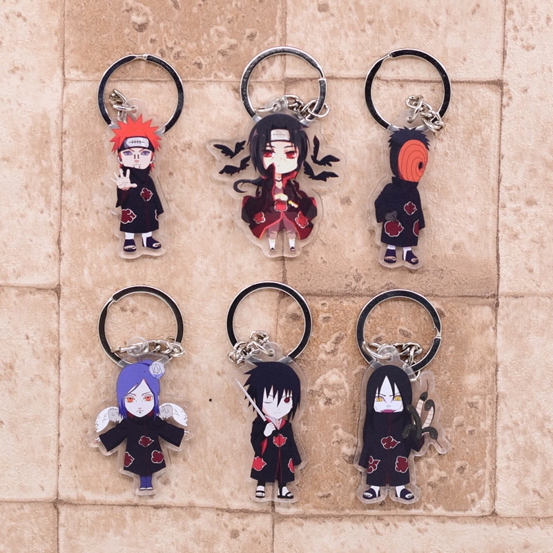 Móc Khóa Nhựa Acrylic Hai Mặt Họa Tiết Naruto Sasuke / Itachi / Kakashi