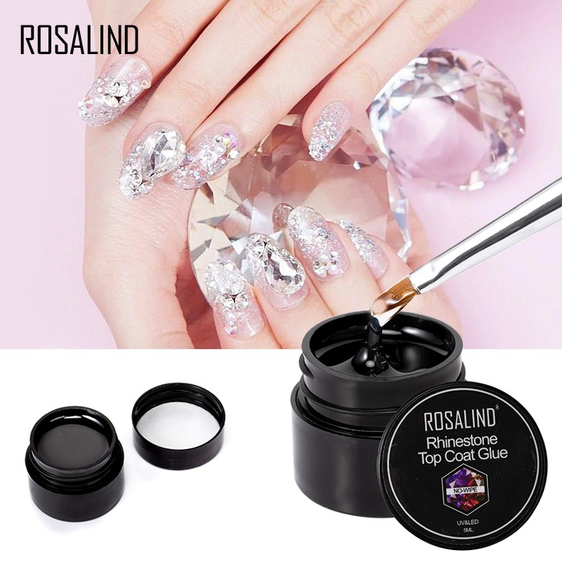 Gel sơn móng đính đá kim cương giả 2 trong 1 ROSALIND 5ml cho mọi loại móng 
