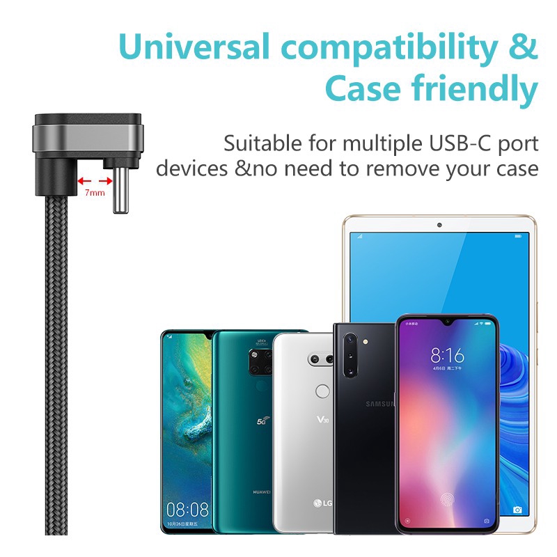 Cáp Sạc Nhanh KUULAA USB Type C 180 Độ Chuyên Dụng Cho Samsung Huawei Xiaomi