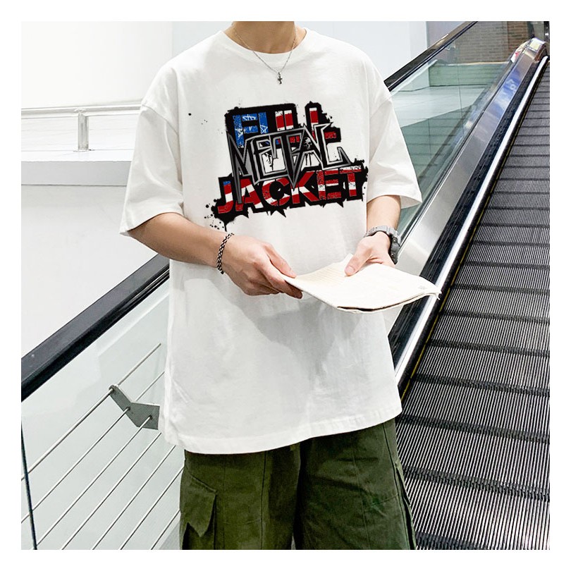 Áo phông rộng unisex tay lỡ nam nữ basic tee JackFILL oversize màu trắng streetwear chất liệu cotton dày mịn