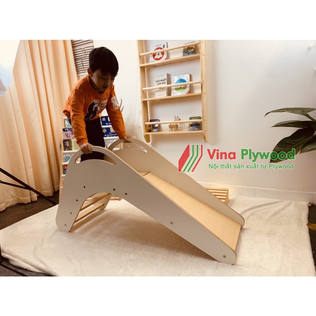 Cầu trượt gỗ cho bé- đồ chơi vận động, chất liệu gỗ plywood an toàn cho bé, đạt chuẩn Châu Âu, thương hiệu Vinaplywood