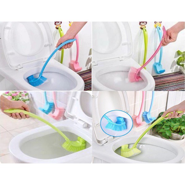 Chổi Cọ Bồn Cầu Đầu Silicon Mẫu Mới, Cây Cọ Bồn Cầu Toilet Hai Đầu