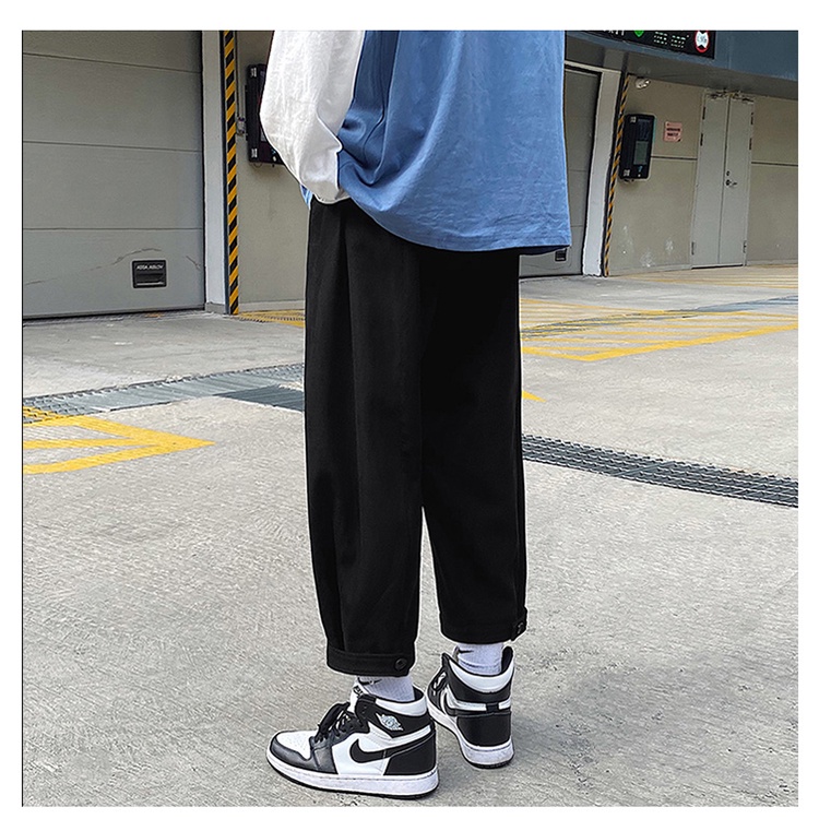 Quần phong cách hàn quốc thời trang cho quần suông basic nam nữ ống rộng chất màu đen xuất hàn cực đẹp