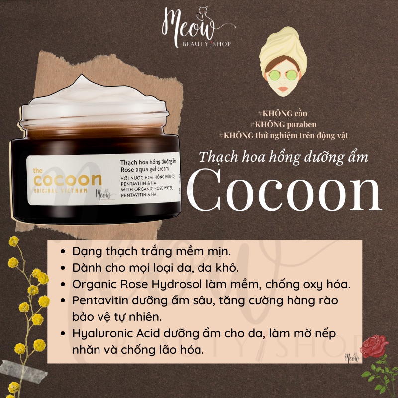 Thạch hoa hồng dưỡng ẩm Cocoon 30ml - 100ml