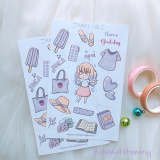 Bullet journal sticker - purple girl