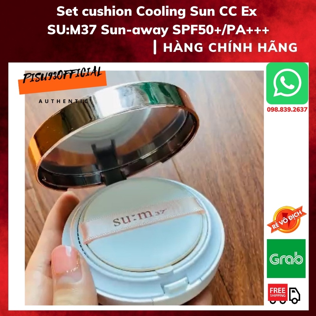 Cushion chống nắng, làm mát da, giúp lớp trang điểm hoàn hảo - Su:m37 Sun-Away Cooling Sun CC EX SPF50+ /PA++++ (reffil) | WebRaoVat - webraovat.net.vn